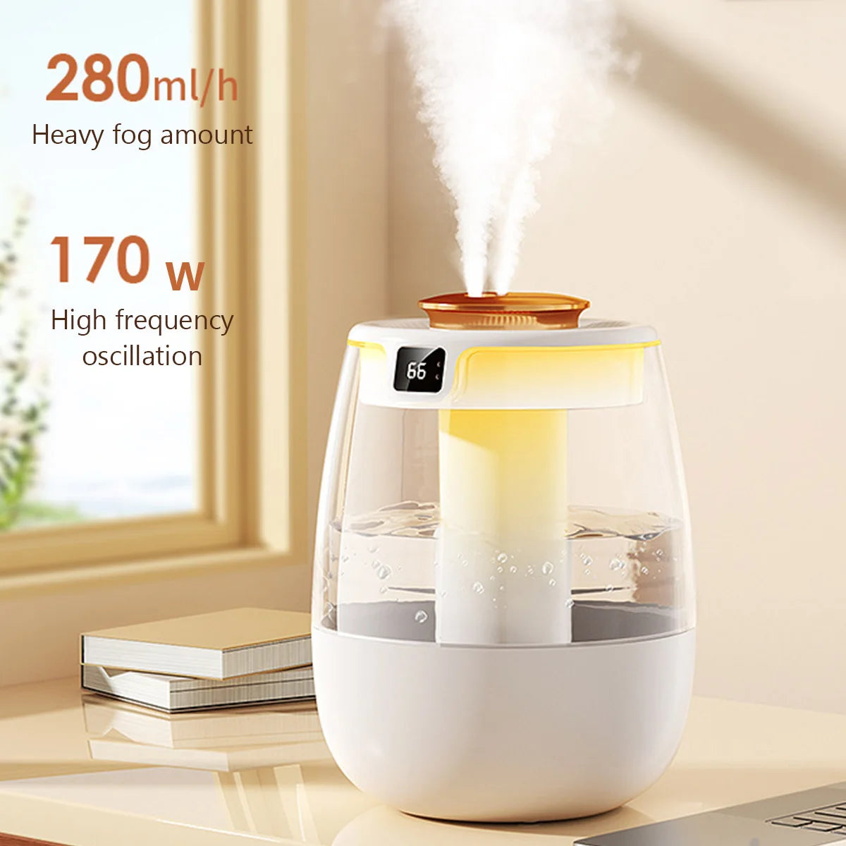 Air Humidifier 2200ML Aroma Humidifier Double Spray Port Essential Oil Diffuser USB Water Humidifier with Light for Home Office