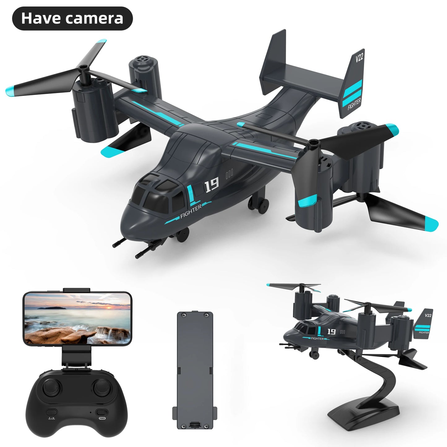 480P Remote Control Helicopter Drone Fighter Uav Land Air Mode Aircraft Brushless Motor Rc Aircraft for Children Kids Plane Toys